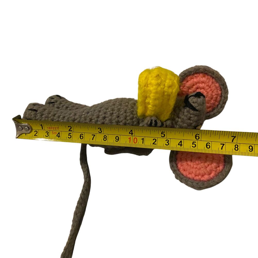 Vintage Knit Crochet Handmade Mouse with Cheese Toy - Picture 9 of 11